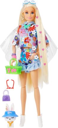 Barbie Extra Lalka Komplet w kwiatki/Blond włosy (HDJ45)