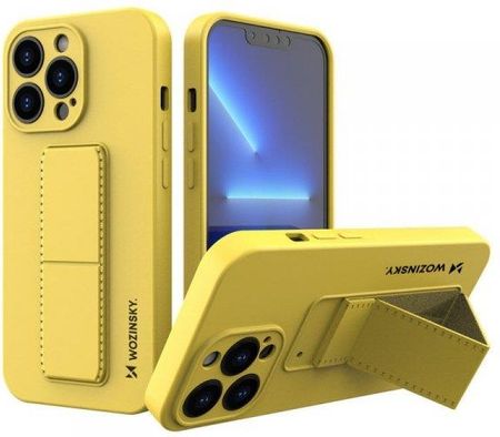 Wozinsky Kickstand Case Elastyczne Silikonowe Etui Z Podstawką Iphone 13 Mini Żółty