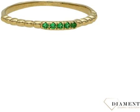 Diament Złoty pierścionek w formie obrączki 'Zielone cyrkonie' DIAPRS4438585