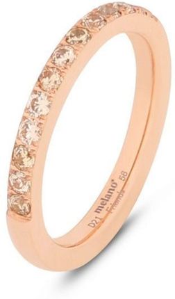 Melano Pierścionek różowe złoto z szampańskimi kryształkami FR39RGCH