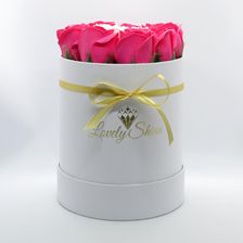 Mydlane Róże Flower Box Różowo Bialy Średni Biały LS702 - Kompozycje kwiatowe