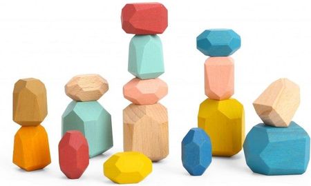 Tooky Toy Lumarko Klocki Drewniane Kamienie Edukacyjne Montessori 16 El.