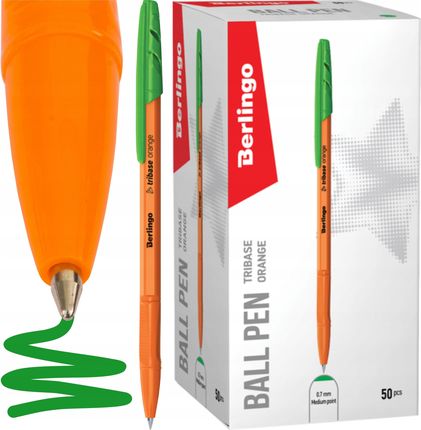 Berlingo Długopis Kulkowy Tribase Orange Zielony 50