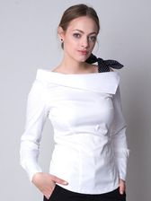 Zdjęcie Biała bluzka z kokardą na ramieniu - Łapy