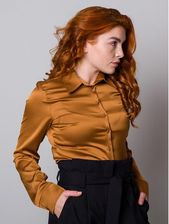 Zdjęcie Brązowa gładka bluzka damska - Krobia