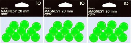 Magnesy do tablic 20mm okrągłe zielone 10 szt x3