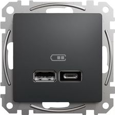 Zdjęcie Schneider Electric Ładowarka 2Xusb A+C 2,4A Czarny Antracyt (SDD114402) - Prusice