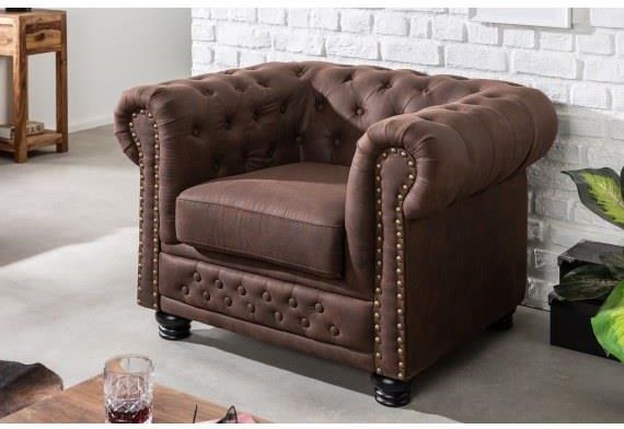 Zdjęcie Invicta Interior Fotel Chesterfield Ii Vintage Brązowy 40654 3556 - Libiąż