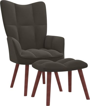 vidaXL Fotel Z Podnóżkiem Ciemnoszary Obity Aksamitem 13452-328063