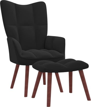 vidaXL Fotel Z Podnóżkiem Czarny Obity Aksamitem 13452-328068
