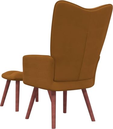 vidaXL Fotel Z Podnóżkiem Brązowy Obity Aksamitem 13452-328070 - zdjęcie 3