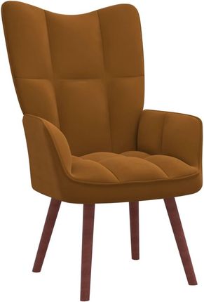 vidaXL Fotel Z Podnóżkiem Brązowy Obity Aksamitem 13452-328070 - zdjęcie 2
