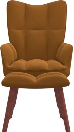 vidaXL Fotel Z Podnóżkiem Brązowy Obity Aksamitem 13452-328070 - zdjęcie 6