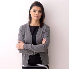 Zdjęcie Jasnoszary klasyczny kardigan damski - Kłecko