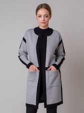 Zdjęcie Długi szary sweter w czarne pasy - Krobia