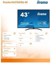 Tung Yung International Ltd Iiyama Monitor Wielkoformatowy 43 Cale X4373Uhsu B1 4K Va 2Xhdmi Dp Mdp 3Ms 2X7W Usbx4