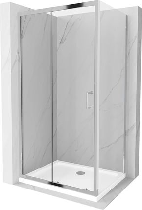 Mexen Apia 110x80cm Transparent Chrom + Brodzik Flat 840-110-080-01-00-4010