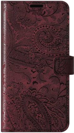 Surazo Etui na telefon ze skóry naturalnej Wallet case Ornament Burgund Samsung Galaxy S10 5G