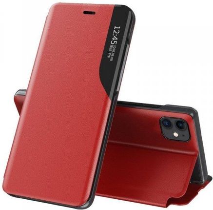 Hurtel Eco Leather View Case Elegancki Futerał Etui z Klapką i Funkcją Podstawki iphone 13 Pro Max Czerwony