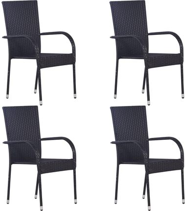 Sztaplowane Krzesła Ogrodowe 4 Szt. Polirattan Czarne