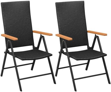 Sztaplowane Krzesła Ogrodowe 2 Szt. Polirattan Czarne