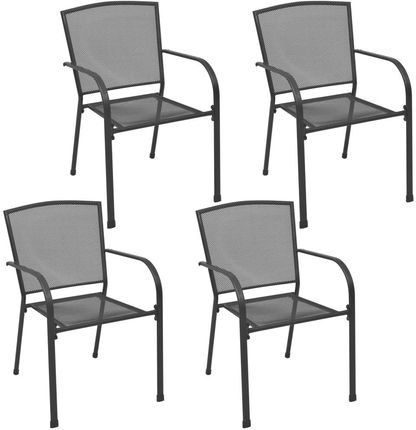 Krzesła Ogrodowe 4 Szt. Z Siatką Stal Antracytowe