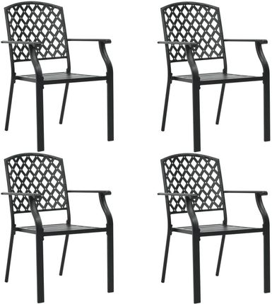 Krzesła Ogrodowe 4 Szt. Kratkowane Stal Czarne