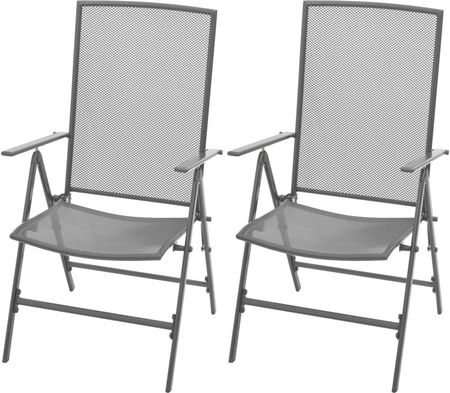 Krzesła Ogrodowe Sztaplowane 2 Szt. Stalowe Szare