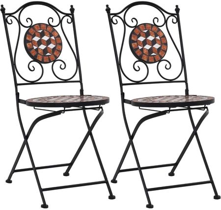 Mozaikowe Krzesła Bistro 2 Szt Brązowe Ceramiczne