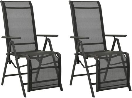 Rozkładane Krzesła Ogrodowe 2 Szt. Textilene I Aluminium
