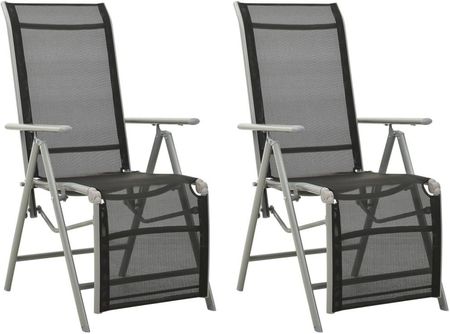 Rozkładane Krzesła Ogrodowe 2 Szt. Textilene I Aluminium