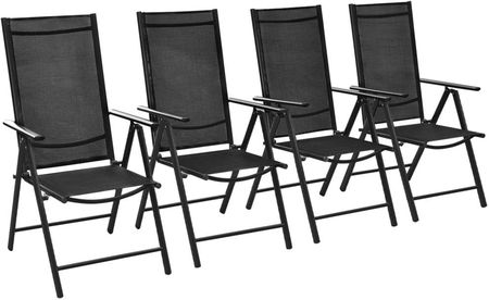 Składane Krzesła Ogrodowe 4 Szt. Aluminium/Textilene Czarne