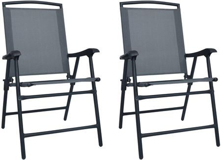 Składane Krzesła Ogrodowe 2 Szt. Tworzywo Textilene Szare