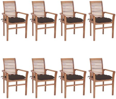 Krzesła Stołowe Z Poduszkami Taupe 8 Szt. Lite Drewno Tekowe