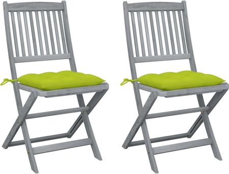 Składane Krzesła Ogrodowe Z Poduszkami 2 Szt. Akacjowe