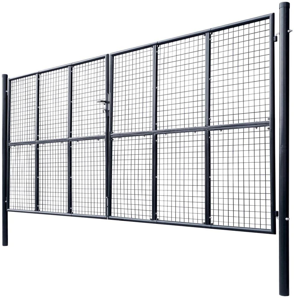 Brama Ogrodowa Z Siatki Galwanizowana Stal 400X200cm Szara - zdjęcie 3 Brama Ogrodowa Z Siatki Galwanizowana Stal 400X200cm Szara
