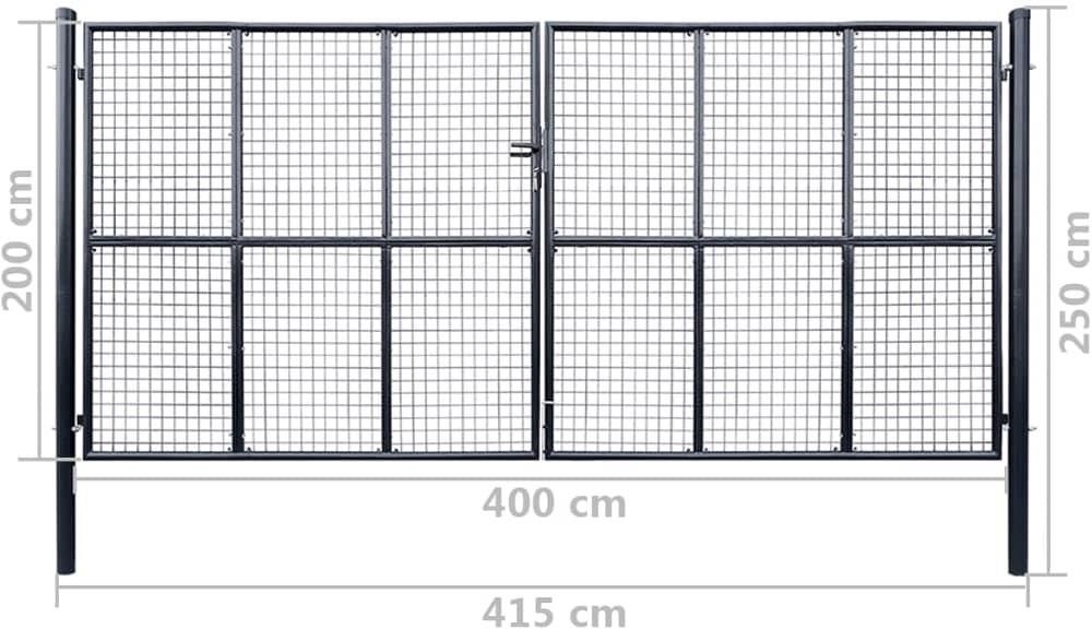 Brama Ogrodowa Z Siatki Galwanizowana Stal 400X200cm Szara - zdjęcie 5 Brama Ogrodowa Z Siatki Galwanizowana Stal 400X200cm Szara