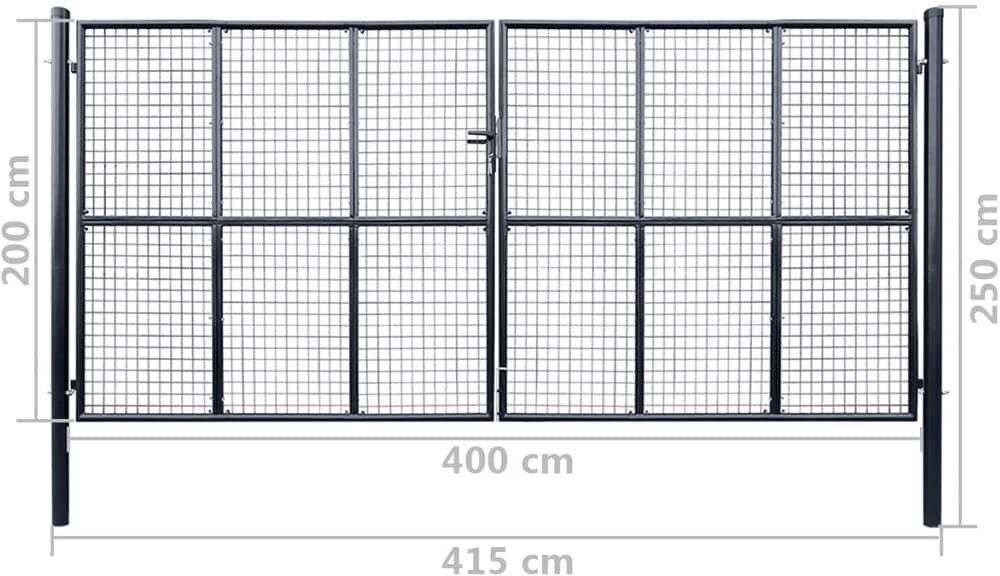 Brama Ogrodowa Z Siatki Galwanizowana Stal 400X200cm Szara