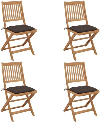 Składane Krzesła Ogrodowe Z Poduszkami 4 Szt. Drewno Akacjowe