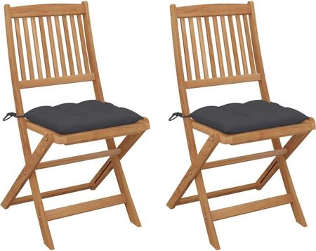 Składane Krzesła Ogrodowe Z Poduszkami 2 Szt. Drewno Akacjowe