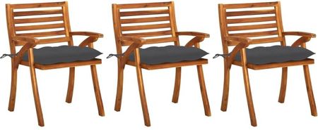Krzesła Ogrodowe Z Poduszkami 3 Szt. Lite Drewno Akacjowe