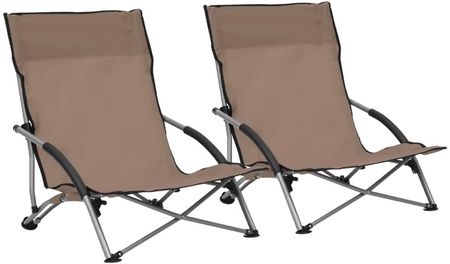 Składane Krzesła Plażowe 2 Szt. Kolor Taupe Obite Tkaniną