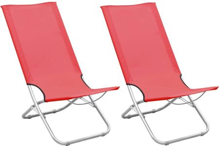 Składane Krzesła Plażowe 2 Szt. Czerwone Obite Tkaniną
