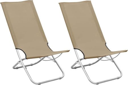 Składane Krzesła Plażowe 2 Szt. Kolor Taupe Obite Tkaniną