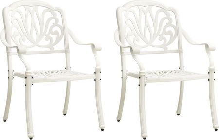 Krzesła Ogrodowe 2 Szt. Odlewane Aluminium Białe