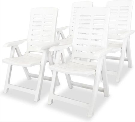 Krzesła Ogrodowe Rozkładane 4 Szt. Plastikowe Białe