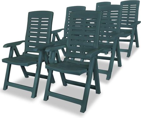 Rozkładane Krzesła Ogrodowe 6 Szt. Plastikowe Zielone