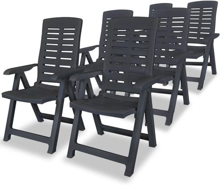 Rozkładane Krzesła Ogrodowe 6 Szt. Plastikowe Antracytowe