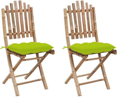 Składane Krzesła Ogrodowe Z Poduszkami 2 Szt. Bambusowe
