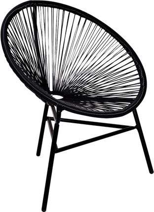 Okrągłe Krzesło Ogrodowe Polirattan Czarne